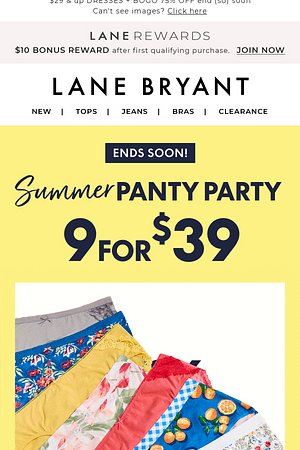 Get your 9/$39 PANTY PARTY ON while it lasts
