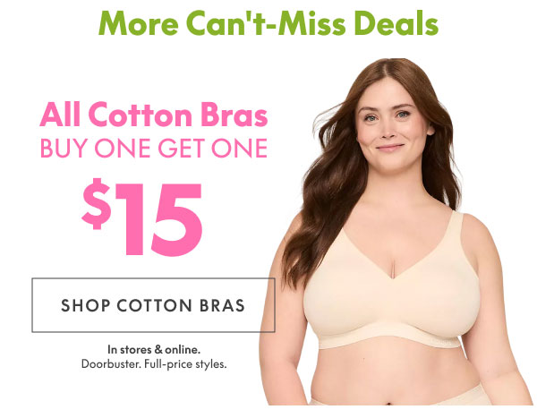 Shop Cotton Bras BOGO $15