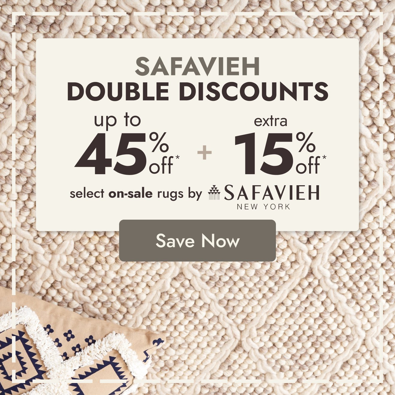 Extra 15% off select Safavieh rugs