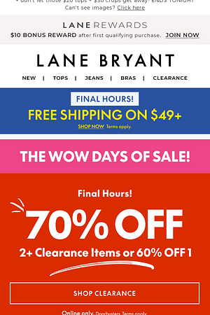 Final hours! 70% OFF 2+ clearance items