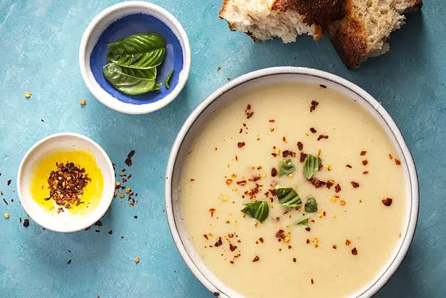 Roasted Garlic, Potato, and Parmesan Soup