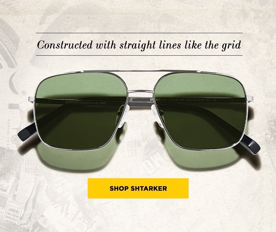Constructed with straight lines like the grid: SHOP THE SHTARKER