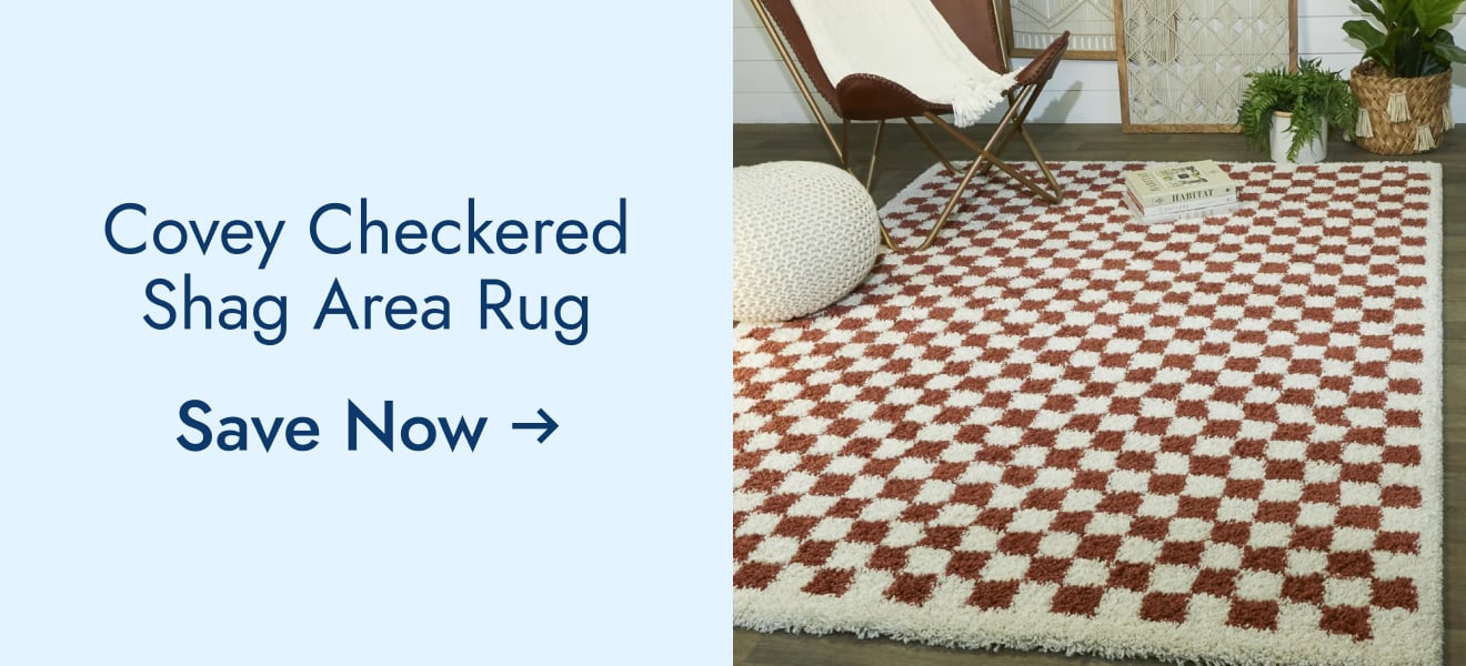 Covey Plush Checkered Thick Shag Area Rug