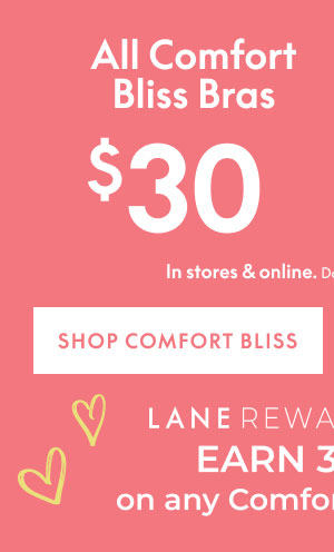 Comfort Bliss Bras $30