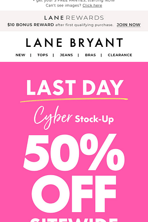 50% OFF CYBER STOCK-UP ENDS TODAY 😱