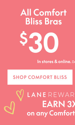 Comfort Bliss Bras $30