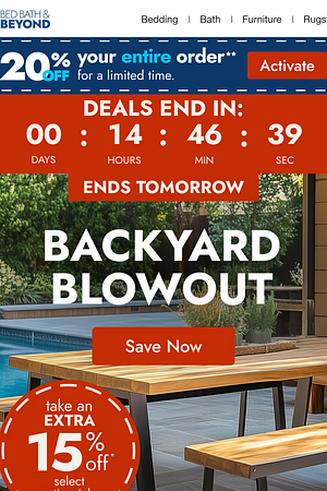 ENDS TOMORROW: Extra 15% off select patio 🌳💥
