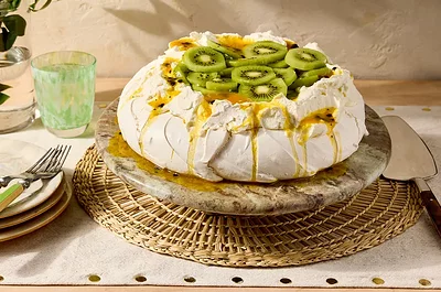 Kiwi and Passion Fruit Pavlova