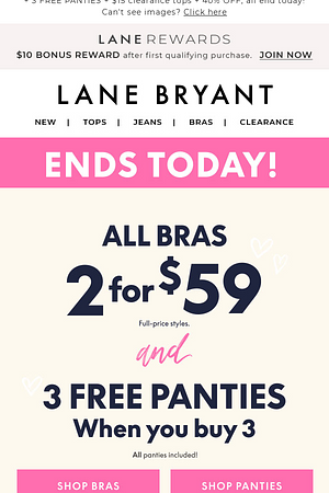 LAST DAY! 2 for $59 BRAS (less than $30 EACH!)