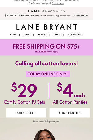 TODAY ONLY! $29 PJ sets + $4 COTTON PANTIES