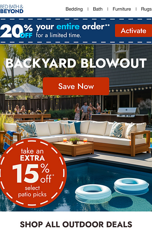 Extra 15% off select patio STARTS NOW 🤩