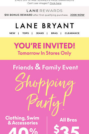 You coming? In-store SHOPPING PARTY tomorrow 🥳