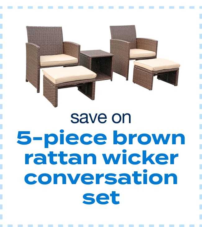 Outdoor 5-piece Brown Rattan Wicker Conversation Set