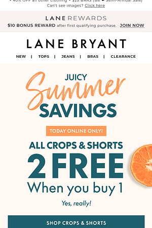 Today! 2 FREE (yes FREE) SHORTS & CROPS when you buy 1