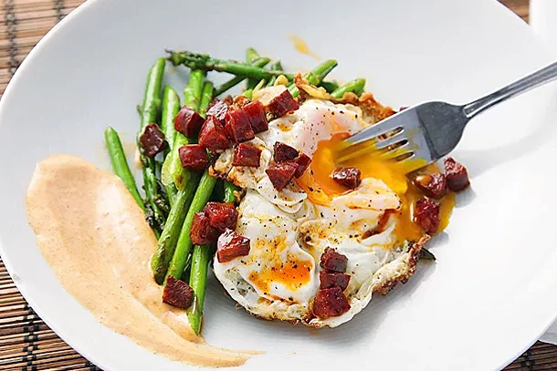 Chorizo-Asparagus Fried Eggs