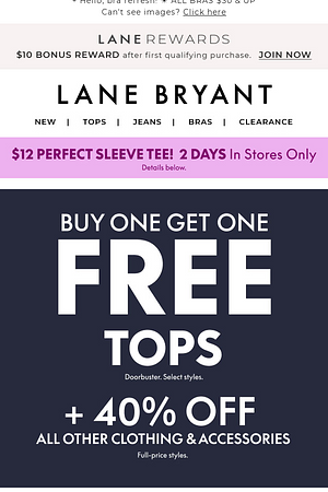 OMG! BOGO *FREE* TOPS + 40% OFF