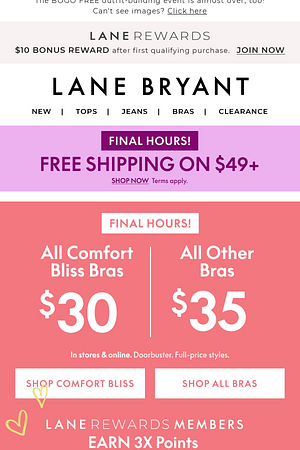 FINAL HOURS! All Bras $30 & up + FREE SHIPPING