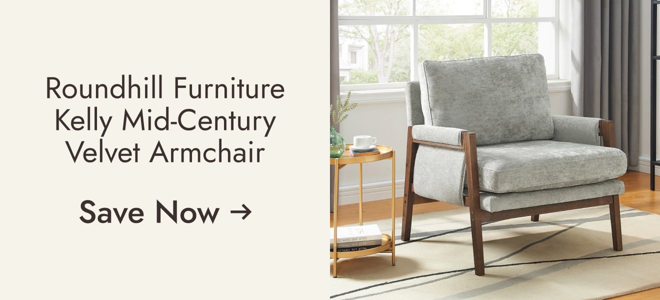 Roundhill Furniture Kelly Mid-Century Modern Velvet Accent Armchair