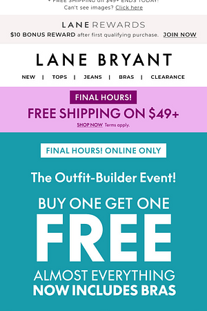 FINAL HOURS! BOGO FREE almost everything + BRAS