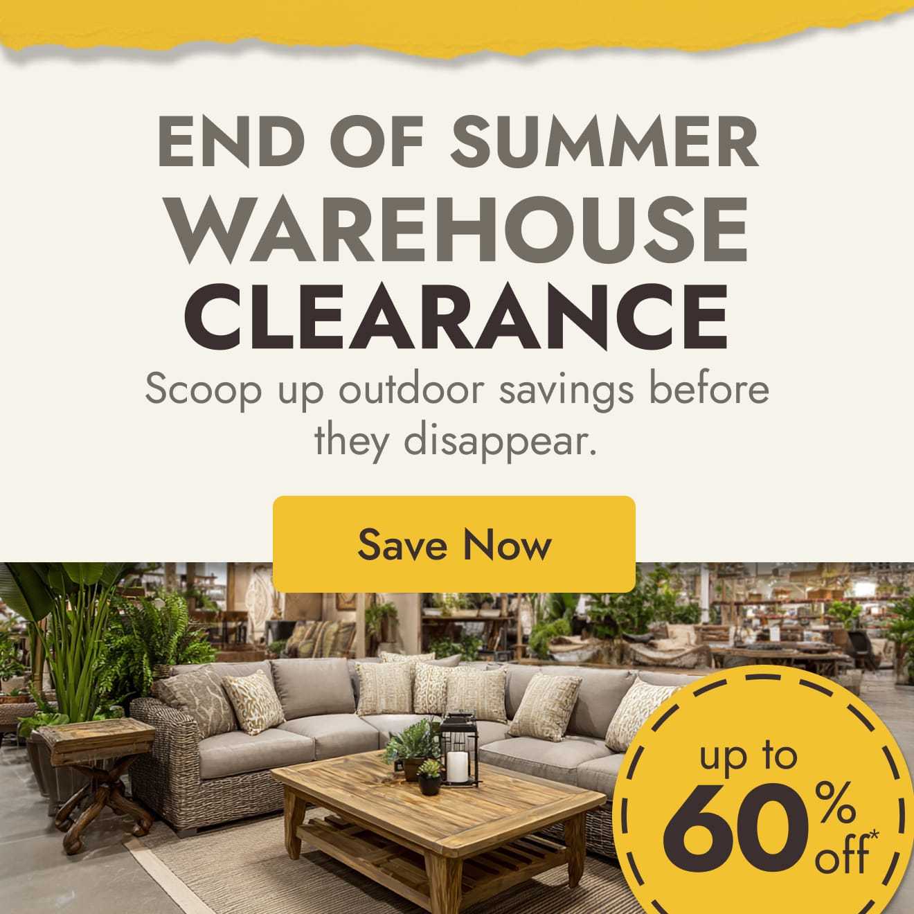 End of Summer Warehouse Clearance