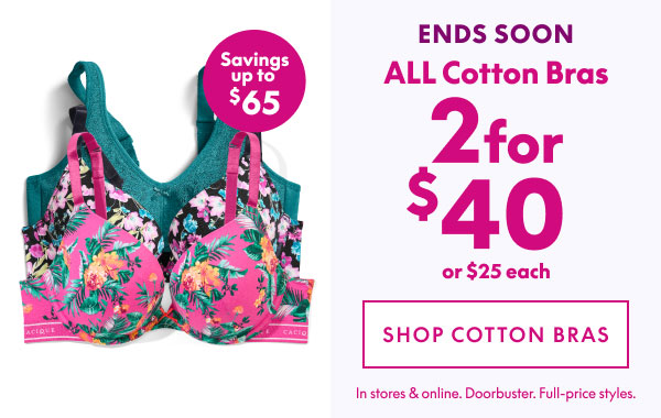 Shop Cotton Bras 2 for $40