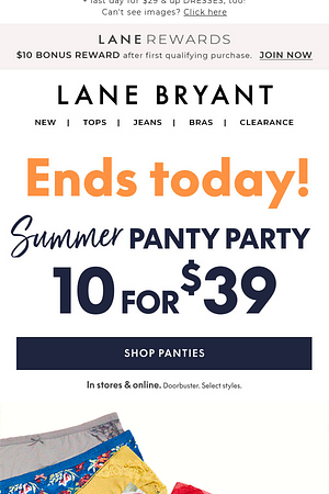 10/$39 PANTIES + BOGO 75% OFF END TONIGHT