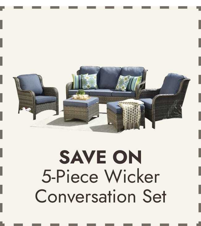 5-piece Patio Wicker High Back Conversation Set