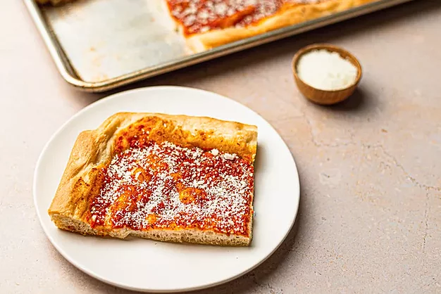 Philadelphia Tomato Pie-Style Pizza