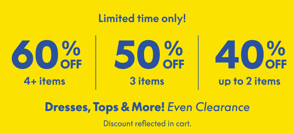 Epic Sale 60% off 4+ | 50% off 3 | 40% off up to 2