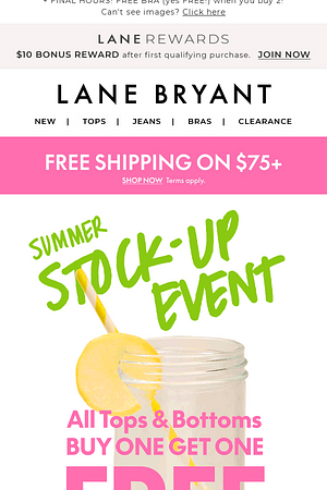 Stock up STAT! BOGO FREE tops & bottoms + 40% OFF