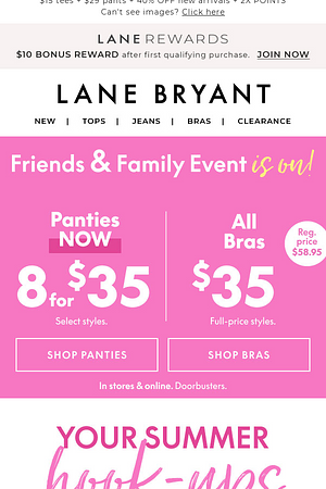 8/$35 PANTIES + $35 BRAS! The ULTIMATE summer hook-up