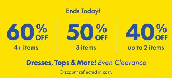 Epic Sale 60% off 4+ | 50% off 3 | 40% off up to 2