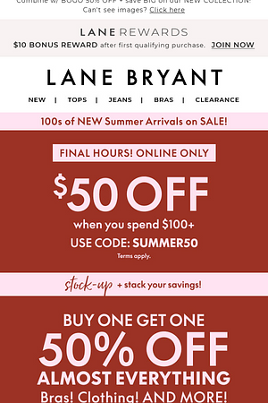 $50 OFF $100 expires @ midnight 😱