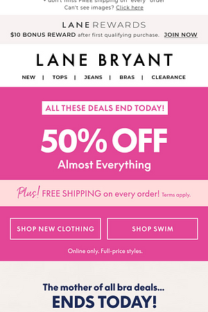ENDS TODAY! 50% OFF + $29.50 BRAS