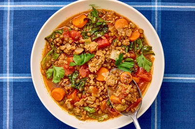 30-Minute Sausage and Lentil Stew With Escarole