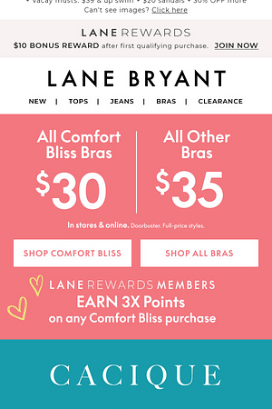 ALL COMFORT BLISS BRAS, NOW $30!!!