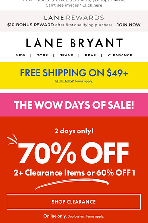 Weds WOW! 70% OFF 2+ clearance items is ON