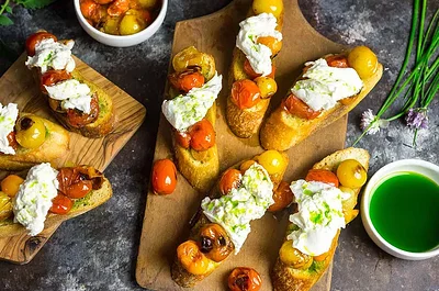 Tomato and Burrata Crostini