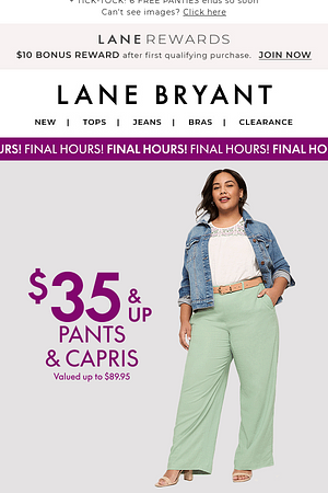 FINAL HOURS! ALL PANTS & CAPRIS $35