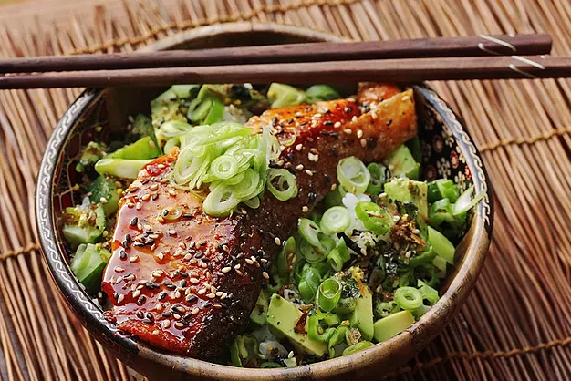 Teriyaki-Glazed Salmon Rice Bowl