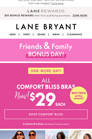 SURPRISE! $29 Comfort Bliss bras for one. more. day!
