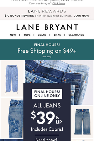 FINAL HOURS! ALL JEANS $39 (& up) + FREE SHIPPING